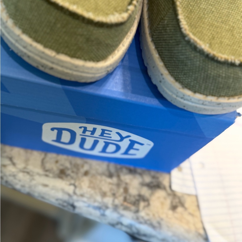 Hey Dude Olive Moccasins size 10 men’s